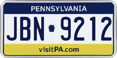 PA license plate JBN9212