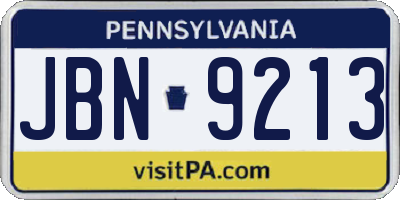 PA license plate JBN9213