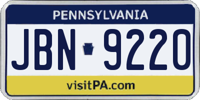 PA license plate JBN9220