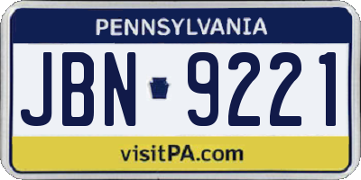 PA license plate JBN9221