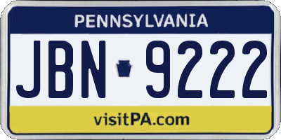 PA license plate JBN9222