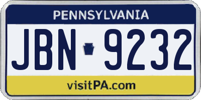 PA license plate JBN9232