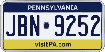 PA license plate JBN9252