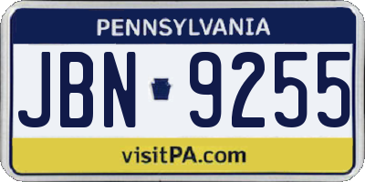 PA license plate JBN9255