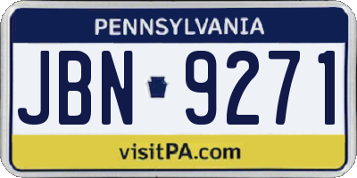PA license plate JBN9271
