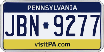 PA license plate JBN9277