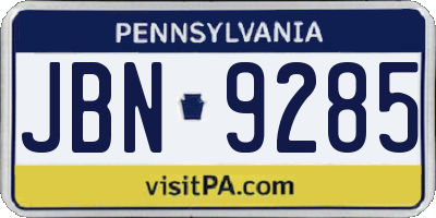PA license plate JBN9285