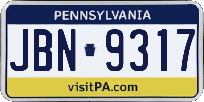 PA license plate JBN9317