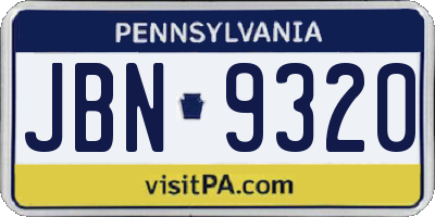 PA license plate JBN9320