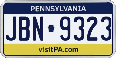 PA license plate JBN9323
