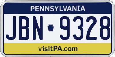 PA license plate JBN9328