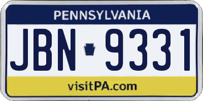 PA license plate JBN9331