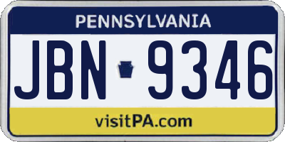 PA license plate JBN9346