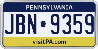 PA license plate JBN9359
