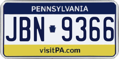 PA license plate JBN9366
