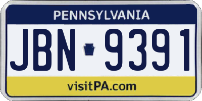 PA license plate JBN9391