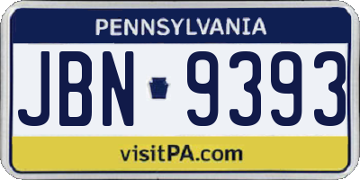 PA license plate JBN9393