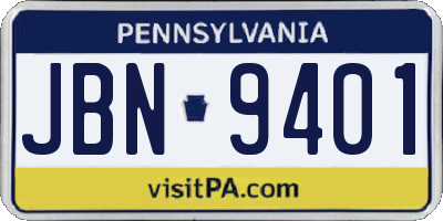 PA license plate JBN9401