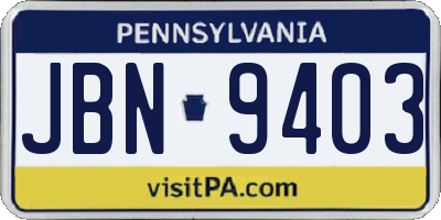 PA license plate JBN9403