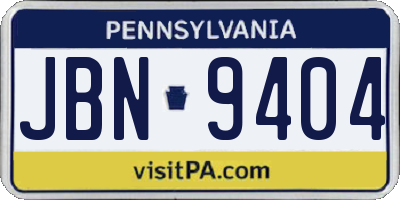 PA license plate JBN9404