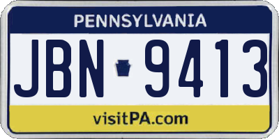 PA license plate JBN9413