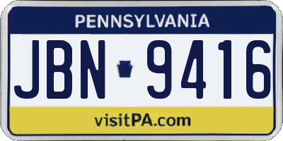 PA license plate JBN9416