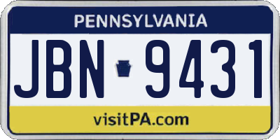 PA license plate JBN9431