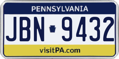 PA license plate JBN9432