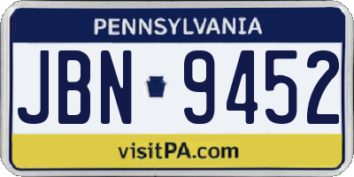PA license plate JBN9452