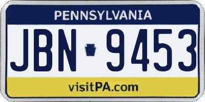 PA license plate JBN9453