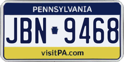 PA license plate JBN9468