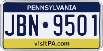 PA license plate JBN9501