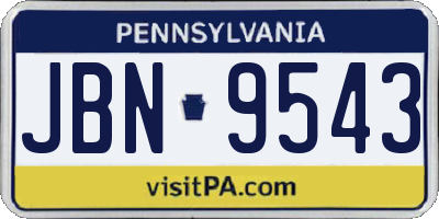 PA license plate JBN9543