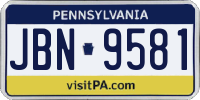 PA license plate JBN9581