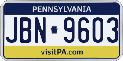 PA license plate JBN9603