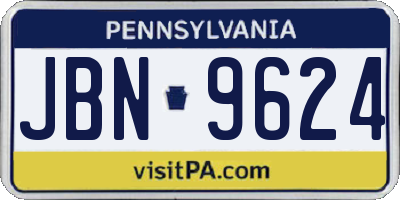 PA license plate JBN9624