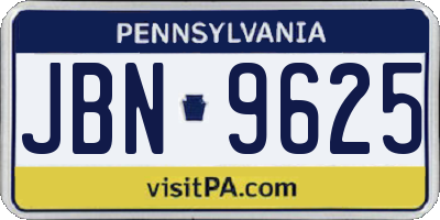 PA license plate JBN9625