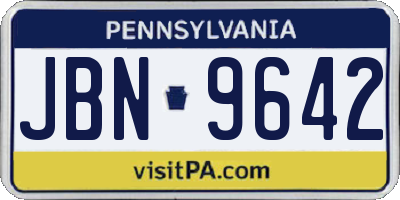 PA license plate JBN9642