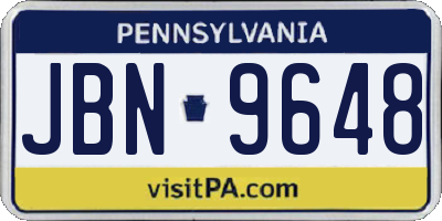 PA license plate JBN9648