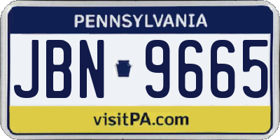 PA license plate JBN9665