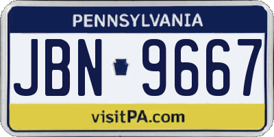 PA license plate JBN9667