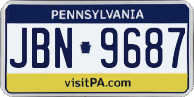 PA license plate JBN9687