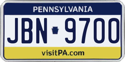 PA license plate JBN9700