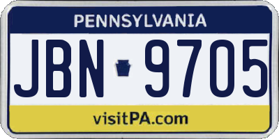 PA license plate JBN9705