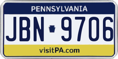 PA license plate JBN9706