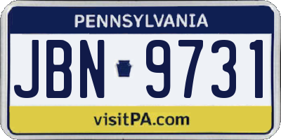 PA license plate JBN9731
