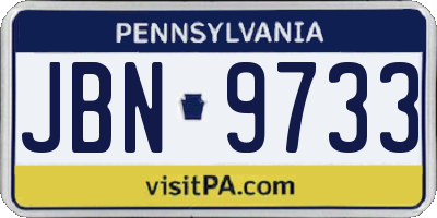 PA license plate JBN9733