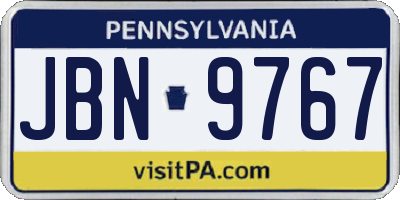 PA license plate JBN9767
