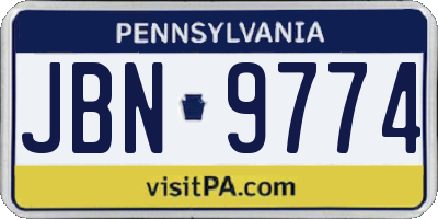 PA license plate JBN9774
