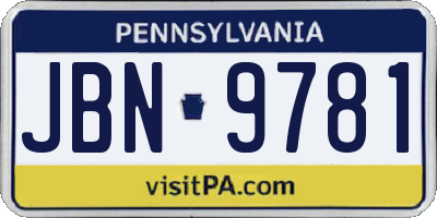 PA license plate JBN9781